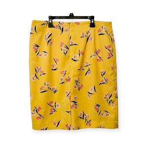 Ann Taylor Factory Yellow Floral Pencil Skirt
